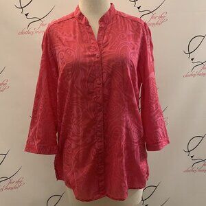 Kim Rogers.  Size M. Lightweight Semi Sheer 3/4 Sleeve Shirt.  Cotton Blend  B39